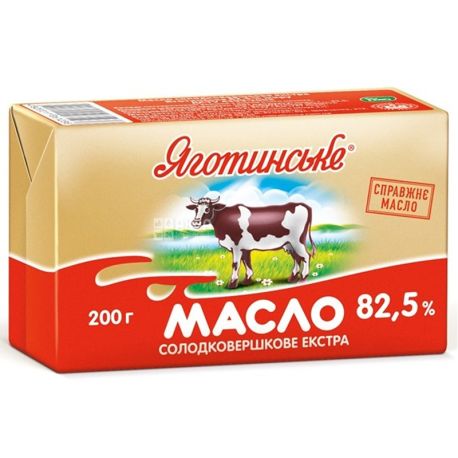 Яготинське, 200 г, Масло солодковершкове, екстра, 82,5%
