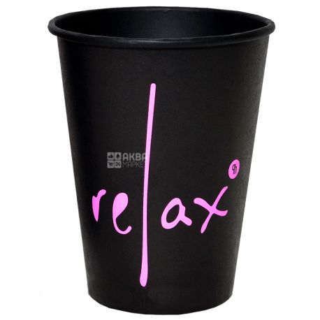 Стакан бумажный Relax черный 400 мл, 50 шт. D90