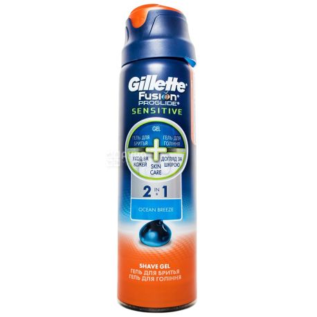 Gillette Fusion ProGlide Sensitive, Гель для гоління для чутливої шкіри, 170мл