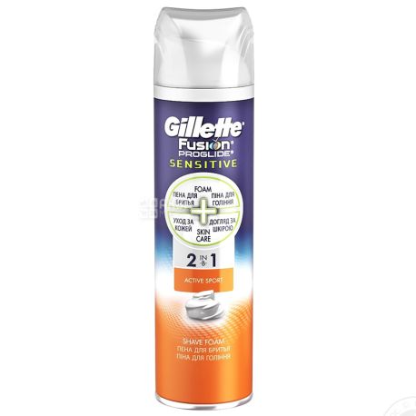 Gillette Fusion ProGlide, 250 мл, Піна для гоління, для чутливої шкіри,