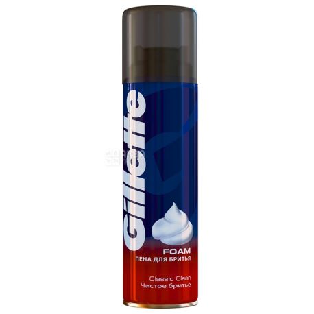 Gillette Foam Classic Clean,  200 мл, Пена для бритья, Чистое бритье