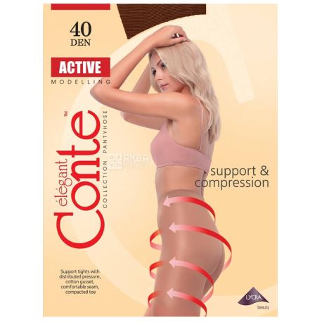 Conte Active, Колготки женские мокко, 2 размер, 40 дн