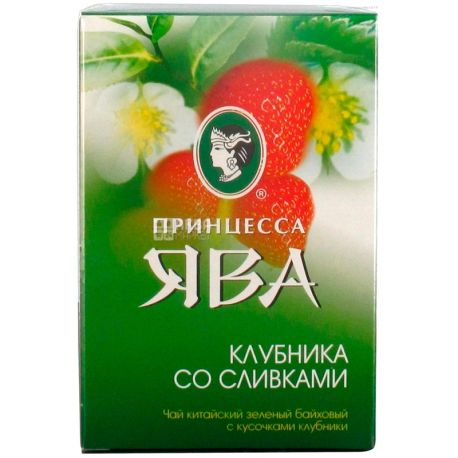 Принцесса Ява, Клубника со сливками, 85 г, Чай зеленый