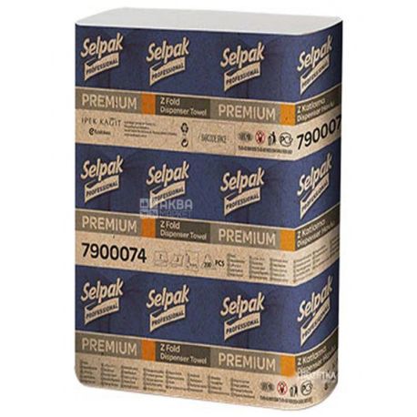 Selpak Pro Premium, 200 аркушів, Паперові рушники Селпак Преміум, 2-шарові, Z-складання, білі, 21х24 см