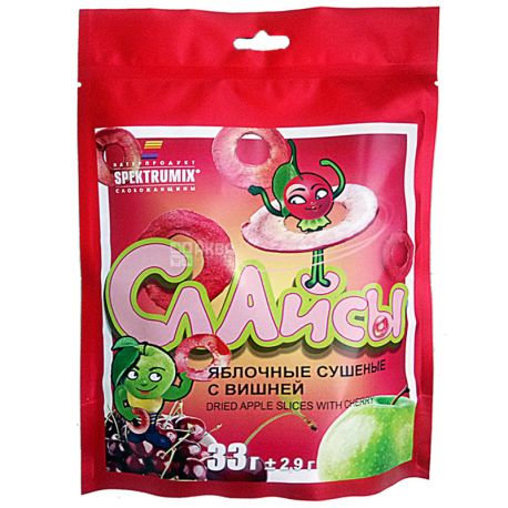 Spektrumix, 33 г, Слайси яблучні сушені зі смаком вишні