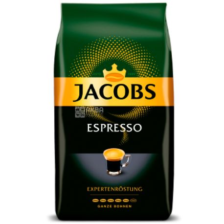 Jacobs Espresso, 1 кг, Кофе Якобс Эспрессо, темной обжарки, в зернах