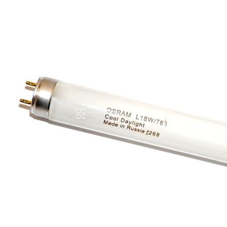 Оsram, Лампа люмінесцентна L 18W / 10-765, трубчаста, цоколь G13, 220V, холодне біле світіння, 6500 К, 1050Lm, 26 х 590 мм