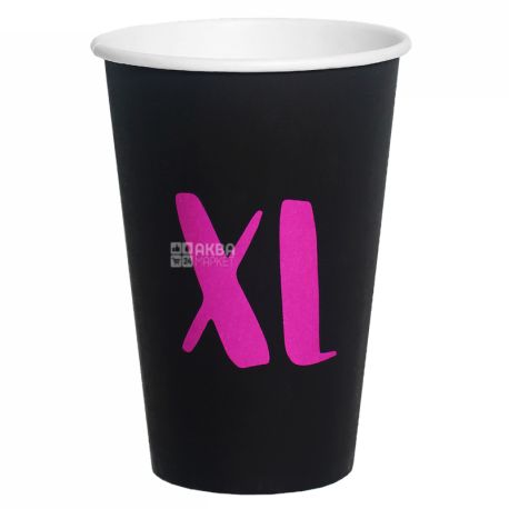 Стакан бумажный XL черный 340 мл, 50 шт. D80, в ассортименте