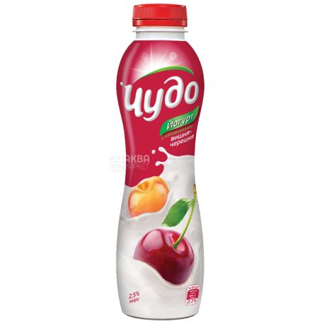 Чудо, Йогурт питьевой, Вишня и черешня, 2,5%, 270 г