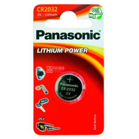  Panasonic Lithium Power, 1 шт., 3 V, Батарейка литиевая, круглая, CR2032
