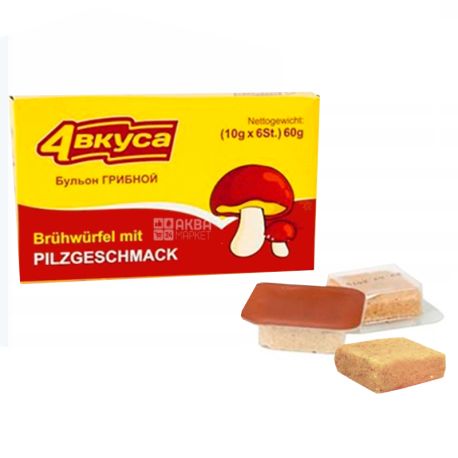 Чотири смаки, Бульйон грибний, 10г, упаковка 6 штук