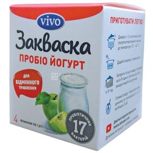 Vivo Закваска бактериальная пробио йогурт, 1 г х 4 шт.