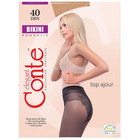 Conte Bikini, колготы женские телесные, 3 размер, 40 ден