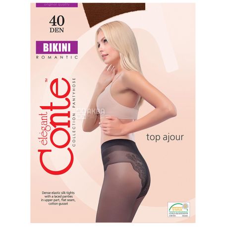 Conte Bikini, Колготи жіночі мокка, розмір 2, 40 ден