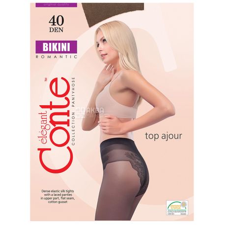Conte Bikini, Колготы женские серые, размер 2, 40 ден