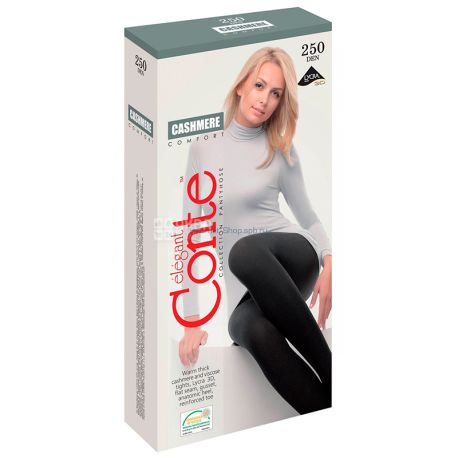 Conte Cashmere, Колготки женские черные, 2 размер, 250 ден
