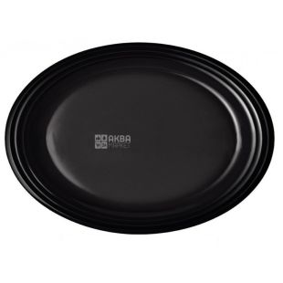 LUX, Тарілка пластикова закусочна овальна, 50 шт., 20х26 см, чорна