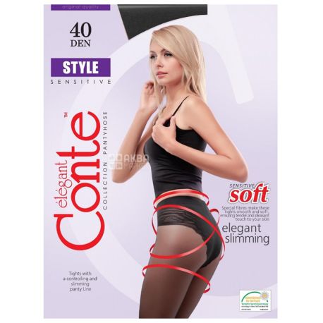 Conte Style, Колготи чорні, розмір 3, 40 ден