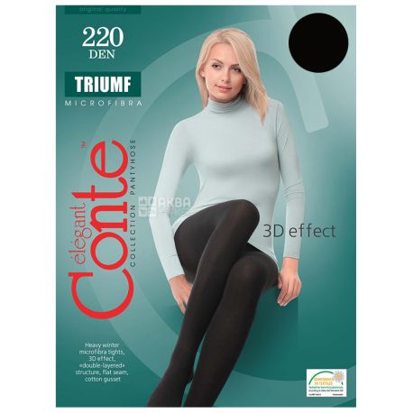 Conte Triumf, колготы черные, размер 3, 220 ден,