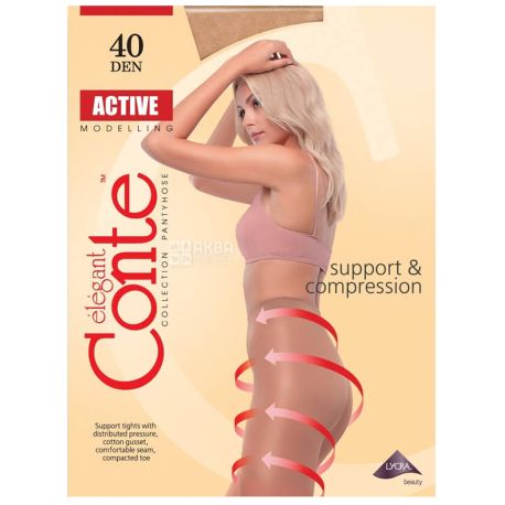 Conte Active Natural, Колготи жіночі тілесні, 40 ден, 4 розмір