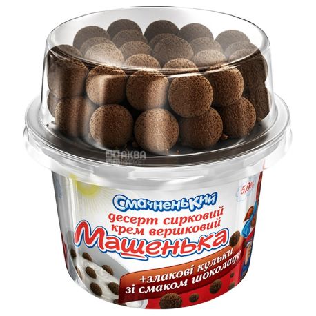Masha, Dessert Curd Cereal Chocolate Balls, 5%, 140 g + Topper, 15 g