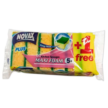 Novax Maxi Foam, Губки кухонные, 5+1 шт