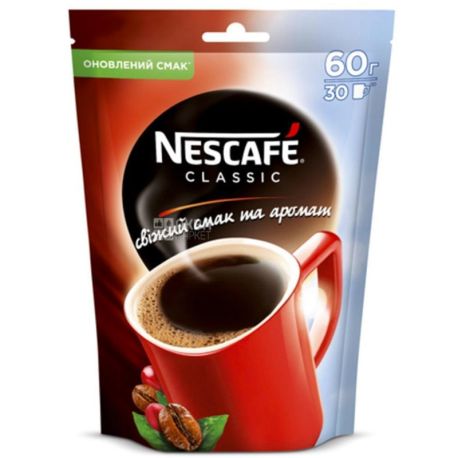 Nescafe Classic, 60 г, Кава Нескафе Классік, розчинний