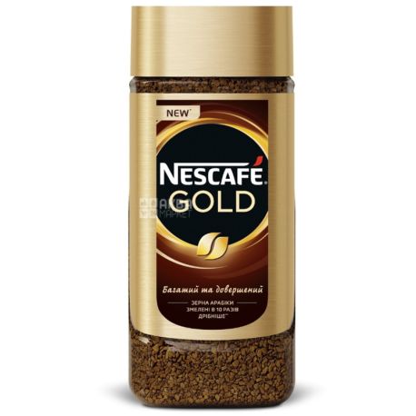 Nescafe Gold, 200 г, Кава Нескафе Голд, розчинний, скло
