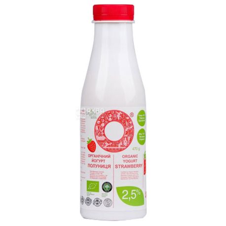 Йогурт полуниця, 2,5%, 470 г, ТМ Organic Milk