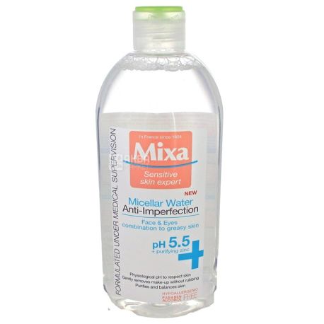 L`oreal Mixa Sensitive Skin Expert, Мицеллярная вода для жирной и комбинированной кожи, 400 мл