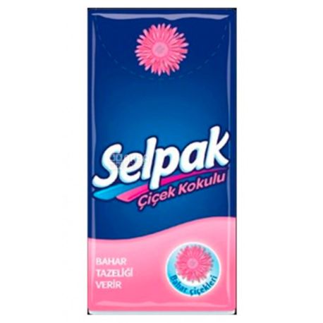 Selpak, 10 шт., Платочки носовые бумажные Селпак, Цветочный аромат, 4-х слойные