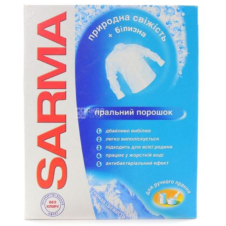 Sarma, 400 г, Пральний порошок для ручного прання, Гірська свіжість