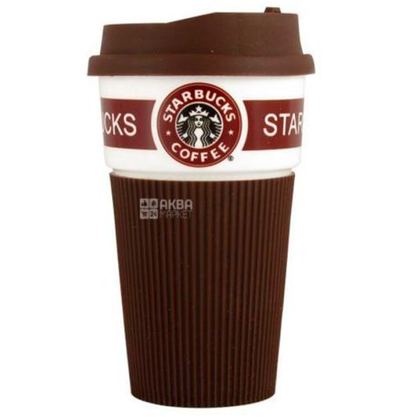 Glass with a cover, ceramics-silicone, 400 ml, allsorts, TM Olens Starbucks