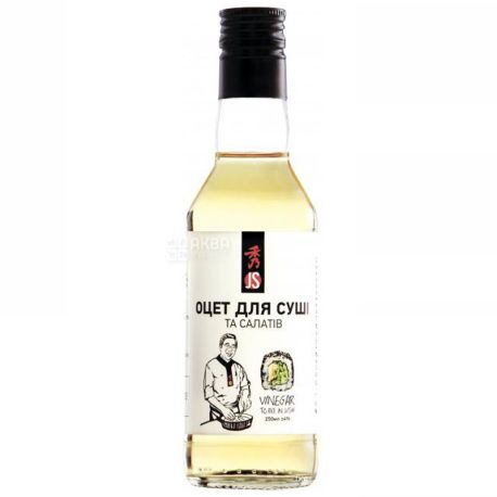 JS, Vinegar, 200 мл, Рисовий оцет для суші і салатів, скло