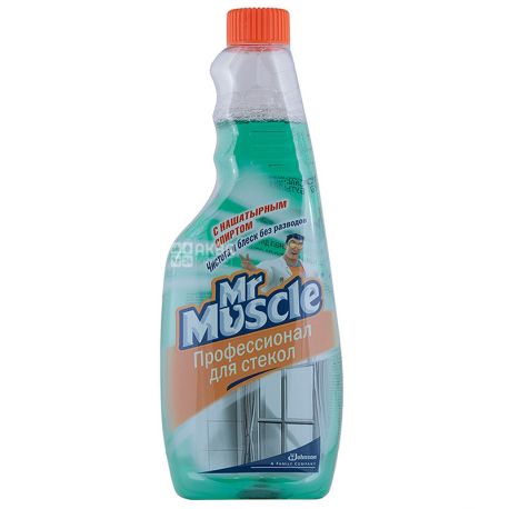 Mr. Muscle, 500 мл, Средство для мытья стекол, с нашатырным спиртом, запасной флакон