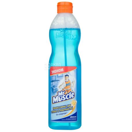 Mr. Muscle, 500 мл, Средство для мытья стекол, со спиртом, запасной флакон
