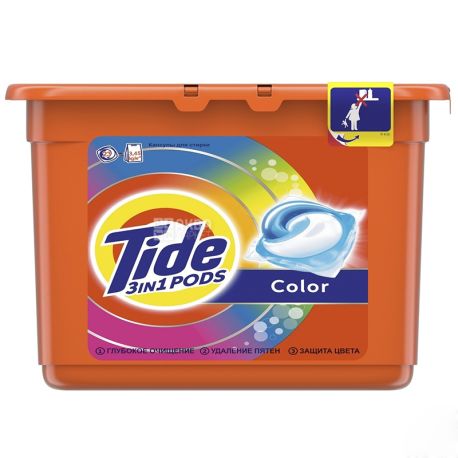 Tide Color, Гель жидкий в растворимых капсулах, 23*24,8 г 