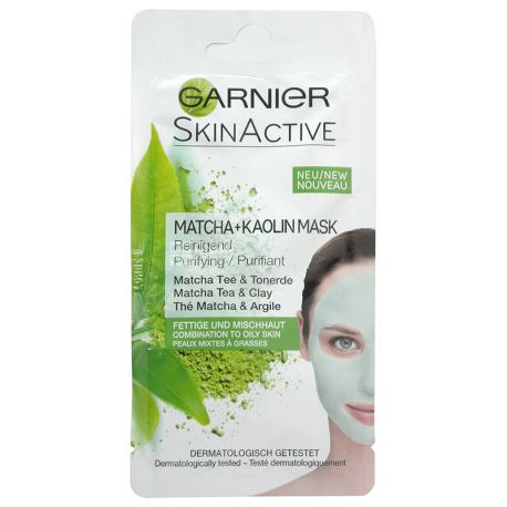 Garnier Skin Active, Очищающая маска для лица с экстрактом зелёного чая и глины, 8 мл