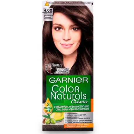 Garnier Color Naturals, Крем-фарба для волосся, Тон 4.00 Глибокий темно-каштановий