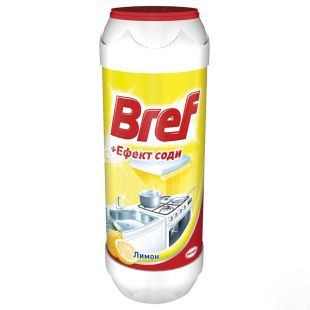 Bref, 500 г, Чистящий порошок, Для кухонных поверхностей, Эффект соды, Лимон