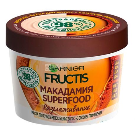 Garnier Fructis Superfood, 390 мл, Маска для сухих волос, Макадамия
