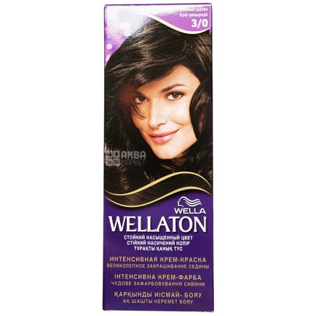 Wella Wellaton, Интенсивная крем-краска для волос, Тон 3/0 Темный шатен