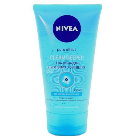 Nivea, 150 мл, Гель-скраб для ежедневного очищения, Для чистой и матовой кожи