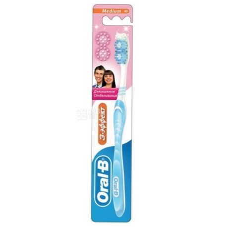 Oral-B, 3-Effect, Medium Toothbrush, Delicate Whitening, 1 Piece