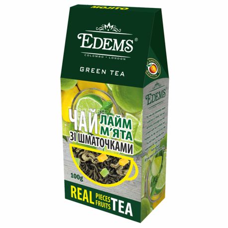 Edems, Лайм і м'ята, 100 г, Чай Едемс, зелений
