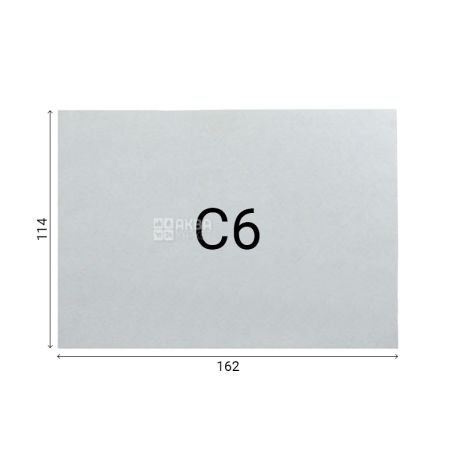 Envelope C6 (114x162 mm), white, 100 pcs., Without tearing tape