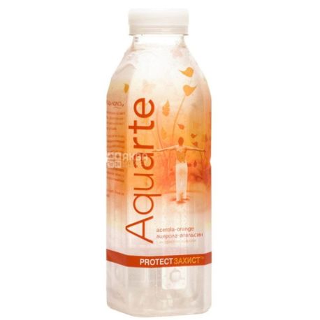 Aquarte Protect, 0,5 л, Акварте Протект, Вода негазированная с экстрактом ацеролы и вкусом апельсина, ПЭТ