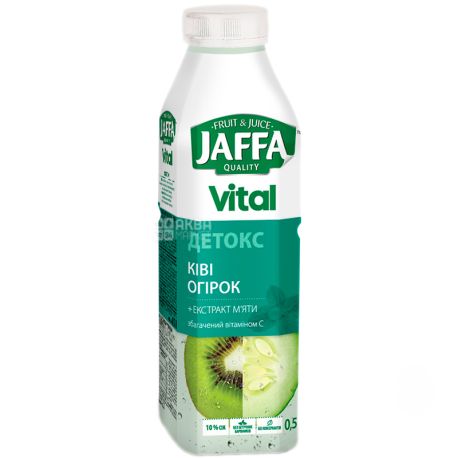 Jaffa, Vital Detox, 0,5 л, Джаффа, Напиток соковый, Киви-огурец с экстрактом мяты, ПЭТ