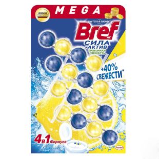 Bref Duo-Active, 4 шт., Блок для унітазу Бреф, Лимонна свіжість