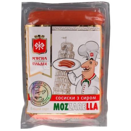  М'ясна Гільдія Сосиски Mozzarella з сиром, в/с, 285 г